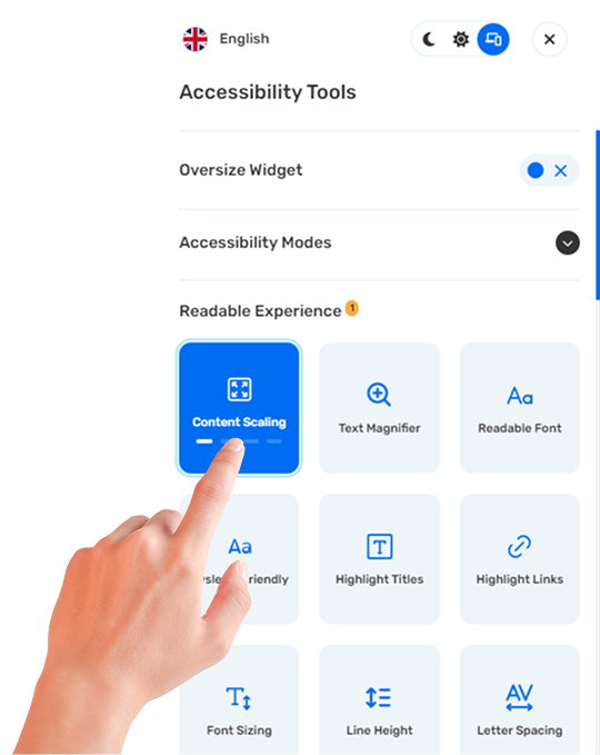 The Muneer accessibility tool shown on a screen
